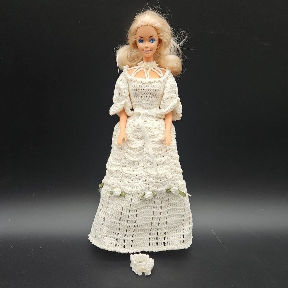 Vtg Barbie Crochet Wedding Dress Gown Southern Belle *READ